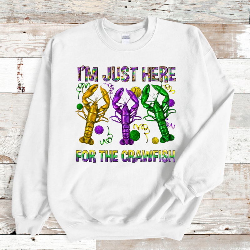 Alternative view of I'm just here for the crawfish Mardi Gras Shirt Sweatshirt, Mardi Gras Sweatshirt, Louisiana Mardi Gras Hoodie, Festival Sweatshirt, Madi Gras Outfit