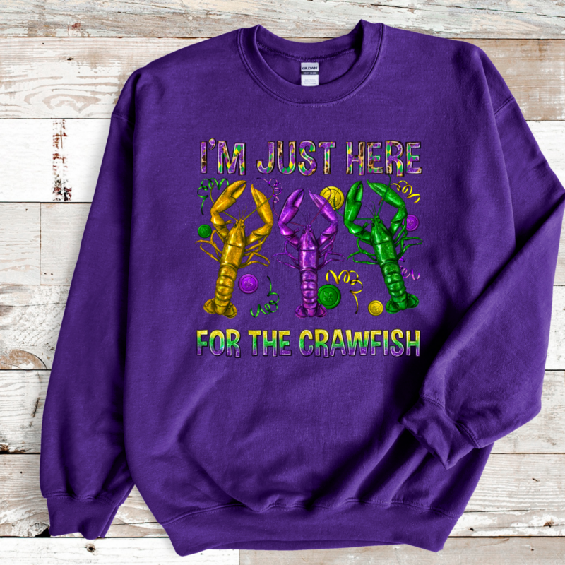I'm just here for the crawfish Mardi Gras Shirt Sweatshirt, Mardi Gras Sweatshirt, Louisiana Mardi Gras Hoodie, Festival Sweatshirt, Madi Gras Outfit