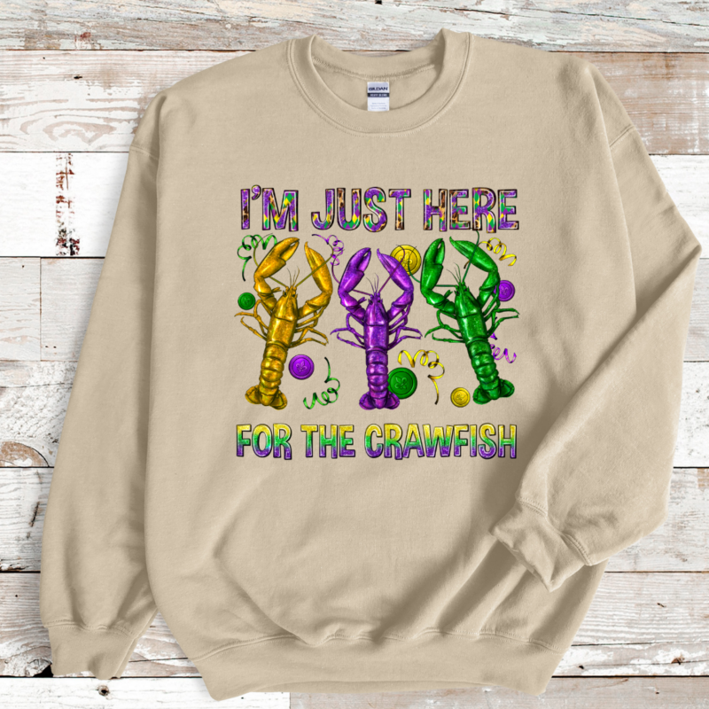 I'm just here for the crawfish Mardi Gras Shirt Sweatshirt, Mardi Gras Sweatshirt, Louisiana Mardi Gras Hoodie, Festival Sweatshirt, Madi Gras Outfit - Image 6