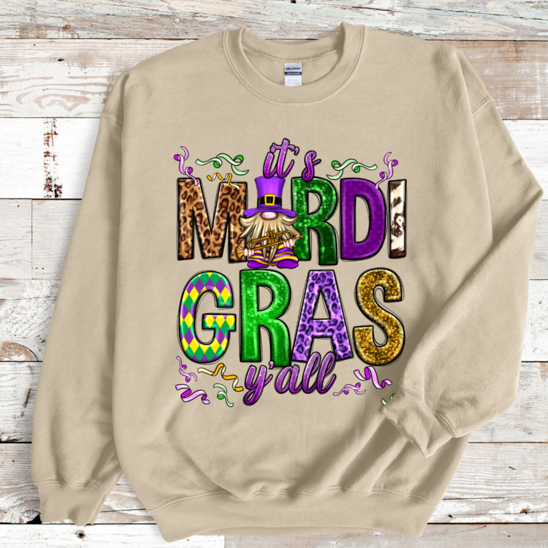 Alternative view of It's Mardi Gras Ya'll, Mardi Gras Sweatshirt, Louisiana Mardi Gras Hoodie, Festival Sweatshirt, Mardi Gras Outfit
