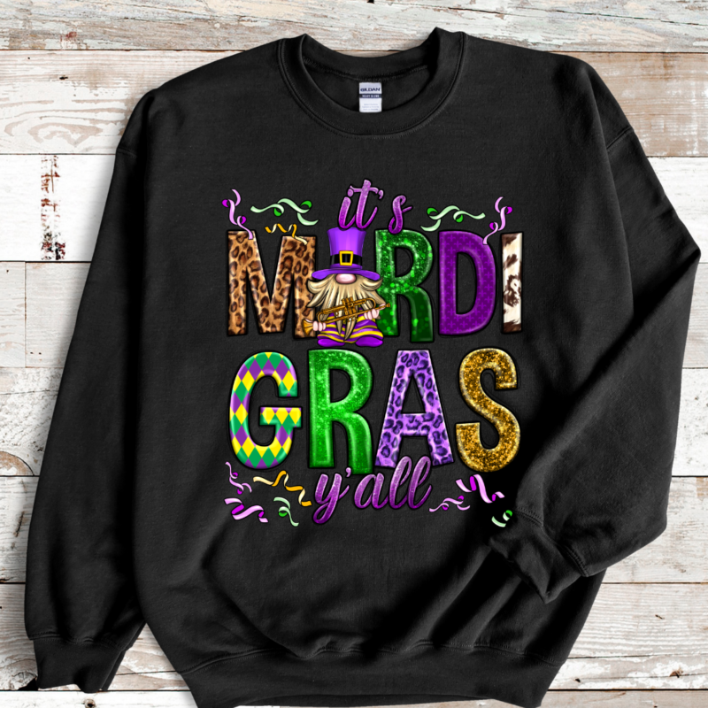 It's Mardi Gras Ya'll, Mardi Gras Sweatshirt, Louisiana Mardi Gras Hoodie, Festival Sweatshirt, Mardi Gras Outfit - Image 4