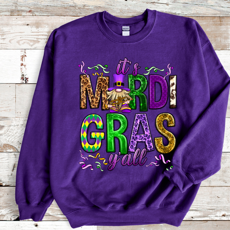 It's Mardi Gras Ya'll, Mardi Gras Sweatshirt, Louisiana Mardi Gras Hoodie, Festival Sweatshirt, Mardi Gras Outfit - Image 5