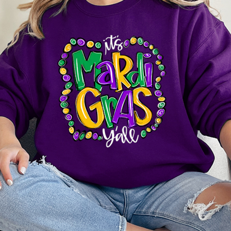 It's Mardi Gras Ya'll Bead Shirt Sweatshirt, Mardi Gras Sweatshirt, Louisiana Mardi Gras Hoodie, Festival Sweatshirt, Mardi Gras Outfit - Image 5