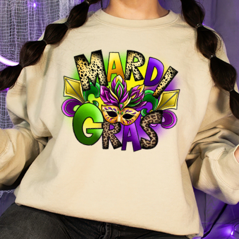 Mardi Gras Mask Shirt Sweatshirt, Mardi Gras Sweatshirt, Louisiana Mardi Gras Hoodie, Festival Sweatshirt, Mardi Gras Outfit, - Image 3