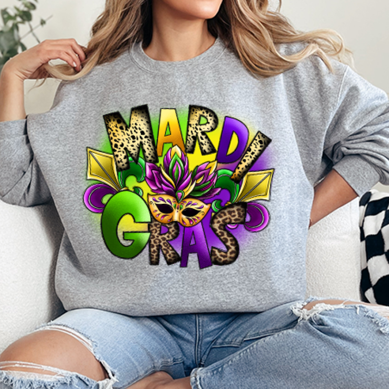 Alternative view of Mardi Gras Mask Shirt Sweatshirt, Mardi Gras Sweatshirt, Louisiana Mardi Gras Hoodie, Festival Sweatshirt, Mardi Gras Outfit,