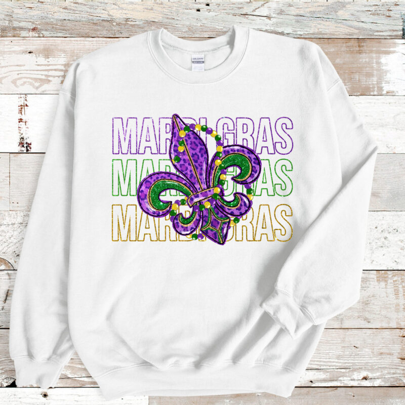 Alternative view of Mardi Gras Fleur De Lis, Mardi Gras Sweatshirt, Louisiana Mardi Gras Hoodie, Festival Sweatshirt, Mardi Gras Outfit