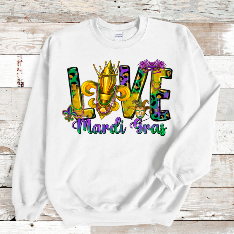 Love Mardi Gras SweatShirt, Mardi Gras Sweatshirt, NOLA Parade Sweater, Louisiana New Orleans Purple Green and Gold Shirt, NOLA Parade Gift - Image 4