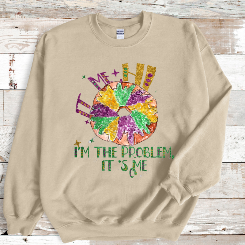 Alternative view of Mardi Gras King Cake Shirt, Mardi Gras Sweatshirt, NOLA Parade Sweater, Louisiana New Orleans Purple Green and Gold Shirt, NOLA Parade Gift
