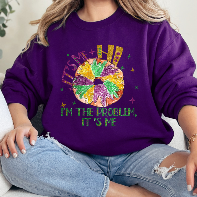 Mardi Gras King Cake Shirt, Mardi Gras Sweatshirt, NOLA Parade Sweater, Louisiana New Orleans Purple Green and Gold Shirt, NOLA Parade Gift