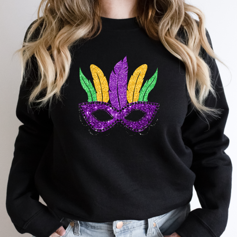 Purple Mardi Gras Mask Shirt, Mardi Gras Sweatshirt, NOLA Parade Sweater, Louisiana New Orleans Purple Green and Gold Shirt, NOLA Parade Gift - Image 6