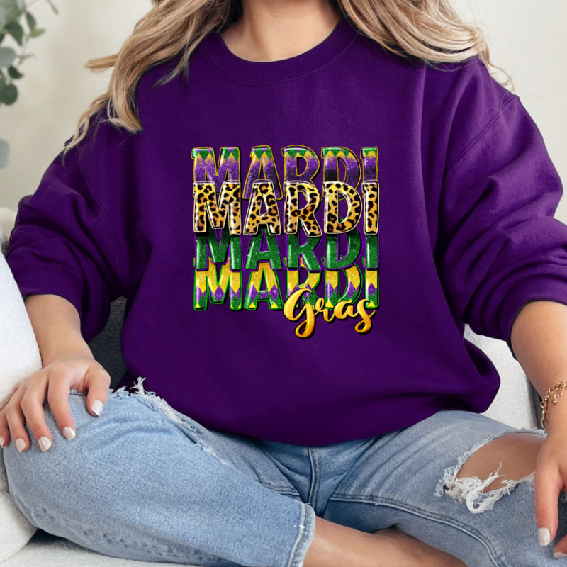 Mardi Mardi Mardi Gras Shirt, Mardi Gras Sweatshirt, NOLA Parade Sweater, Louisiana New Orleans Purple Green and Gold Shirt, NOLA Parade Gift
