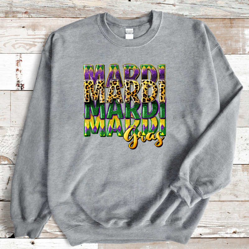 Alternative view of Mardi Mardi Mardi Gras Shirt, Mardi Gras Sweatshirt, NOLA Parade Sweater, Louisiana New Orleans Purple Green and Gold Shirt, NOLA Parade Gift
