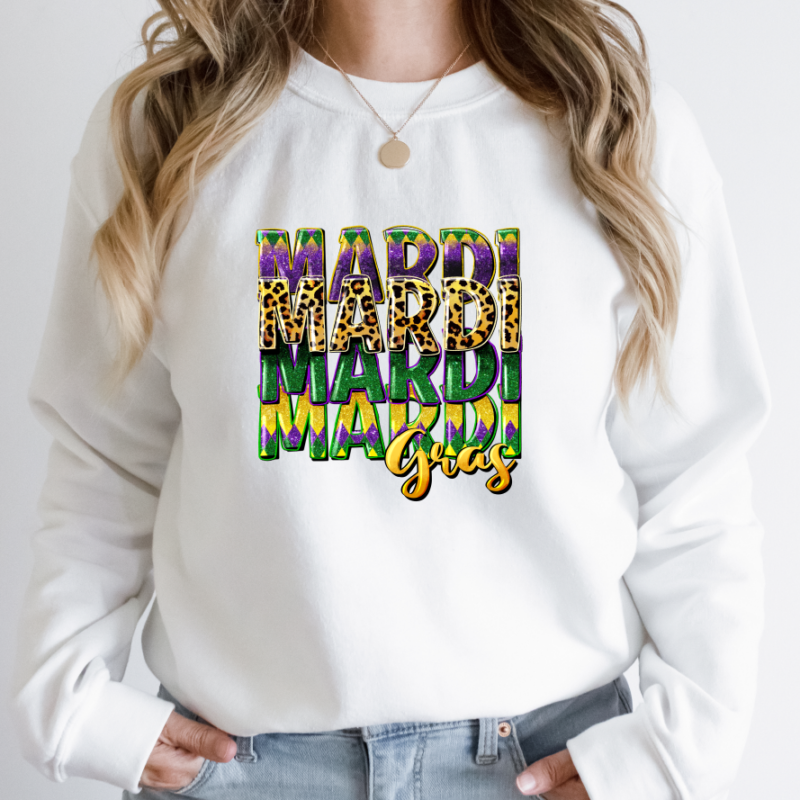 Mardi Mardi Mardi Gras Shirt, Mardi Gras Sweatshirt, NOLA Parade Sweater, Louisiana New Orleans Purple Green and Gold Shirt, NOLA Parade Gift - Image 5