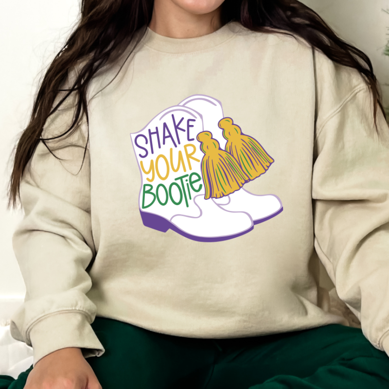 Shake Your Boots Shirt, Mardi Gras Sweatshirt, NOLA Parade Sweater, Louisiana New Orleans Purple Green and Gold Shirt, NOLA Parade Gift - Image 5