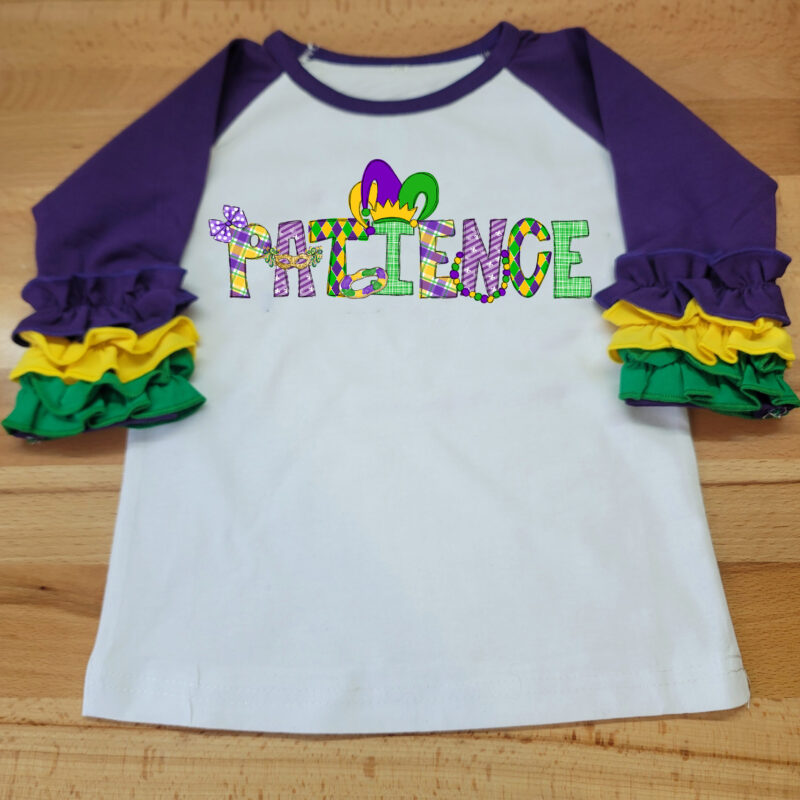 Monogram Ruffle Sleeve Raglan