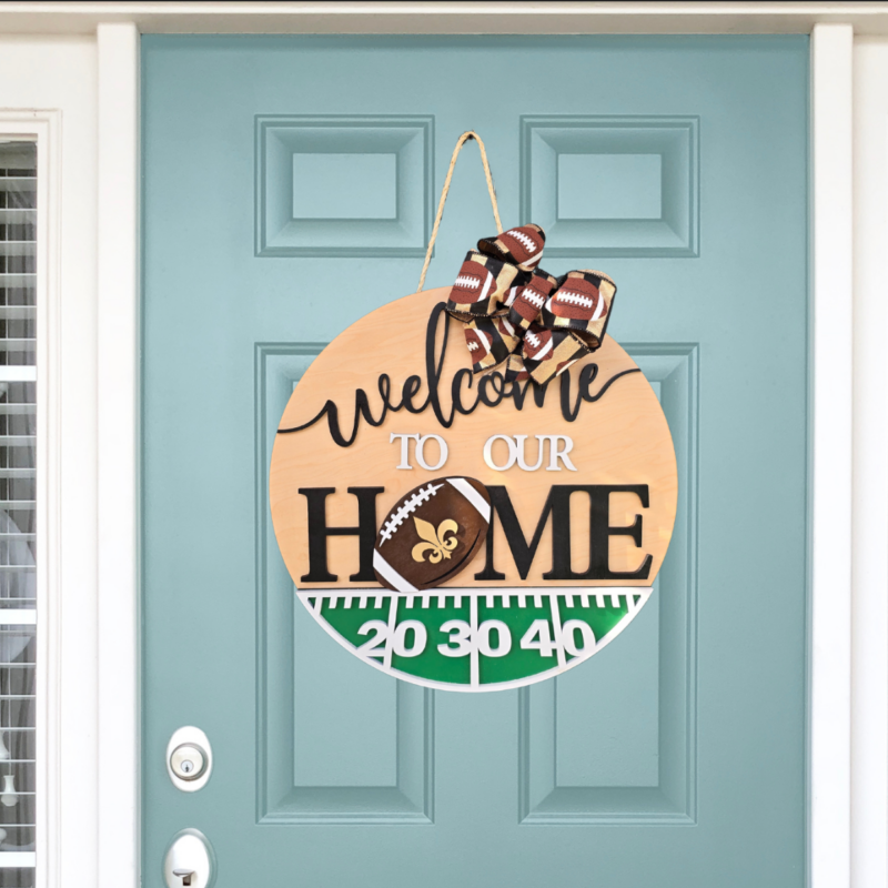 Alternative view of Football Themed Welcome Sign for Front Door