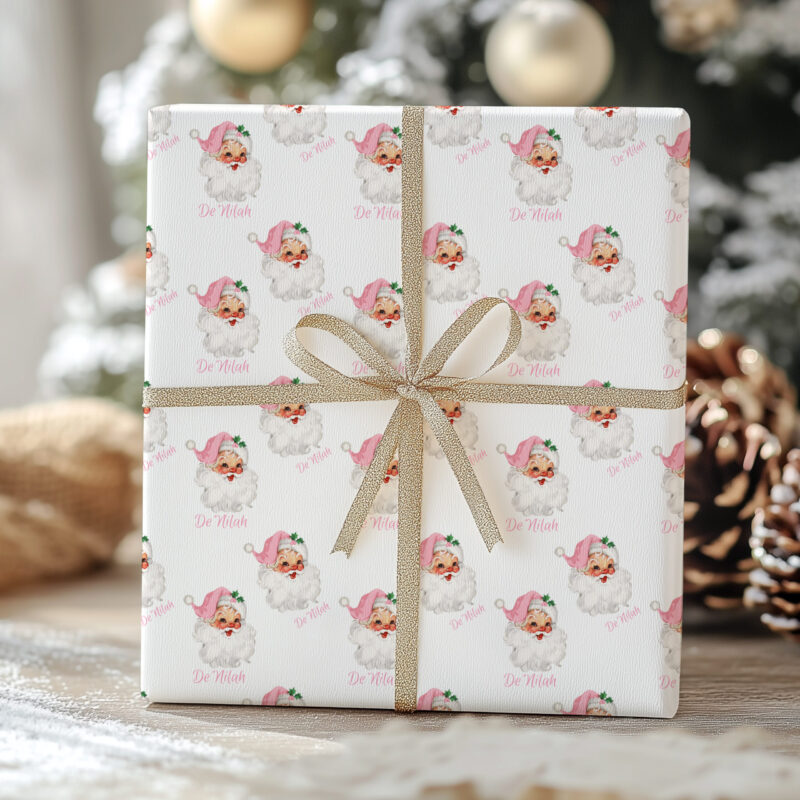 Pink Santa Wrapping Paper