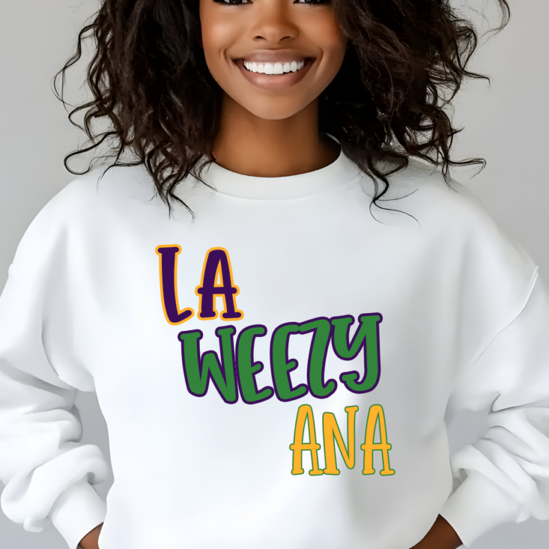 LaWeezyAna Shirt, Mardi Gras Sweatshirt, NOLA Parade Sweater, Louisiana New Orleans Purple Green and Gold Shirt, NOLA Parade Gift (Copy) - Image 4