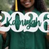 Personalized Class of 2026 graduation sign with custom name wooden senior photo prop