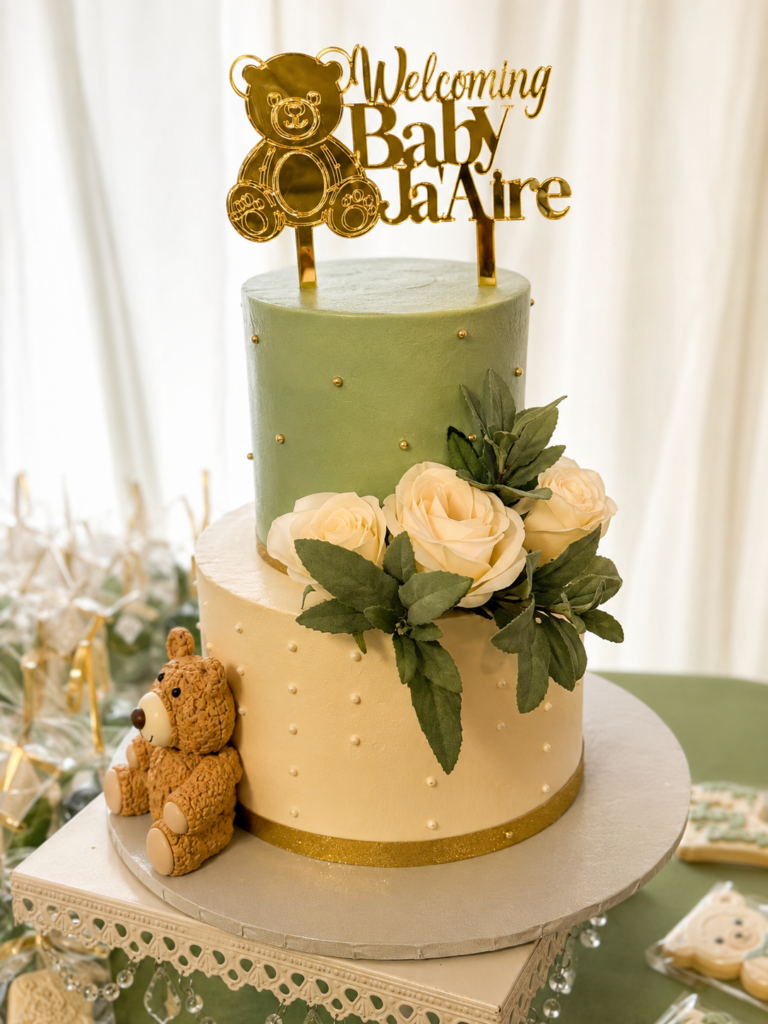 Custom Teddy Bear Baby Shower Cake Topper – Personalized Acrylic Cake ...