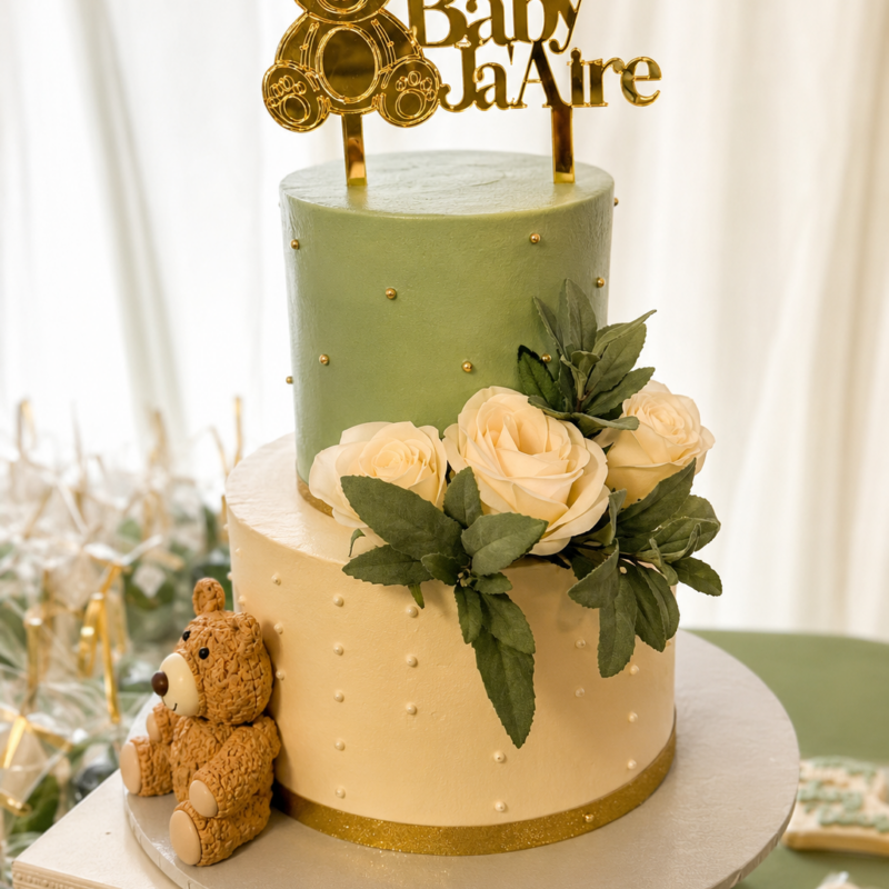 Custom Teddy Bear Baby Shower Cake Topper – Personalized Acrylic Cake Decoration