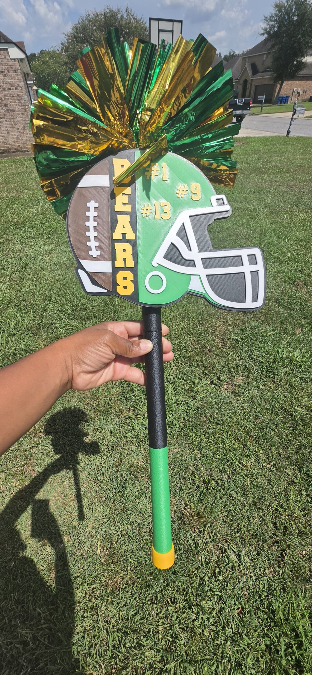 Custom Football Spirit Stick | Personalized Team Helmet |Pom Pom Fan Stick