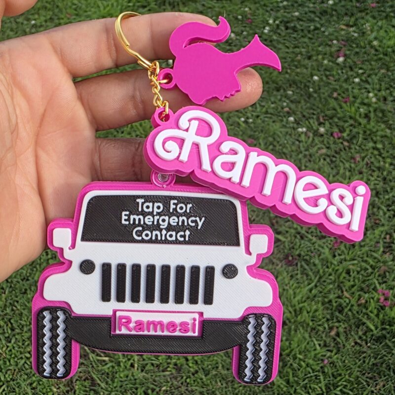 Personalized Jeep Keychain | Custom Name Acrylic Bag Tag | 3D Printed Car Keychain Gift