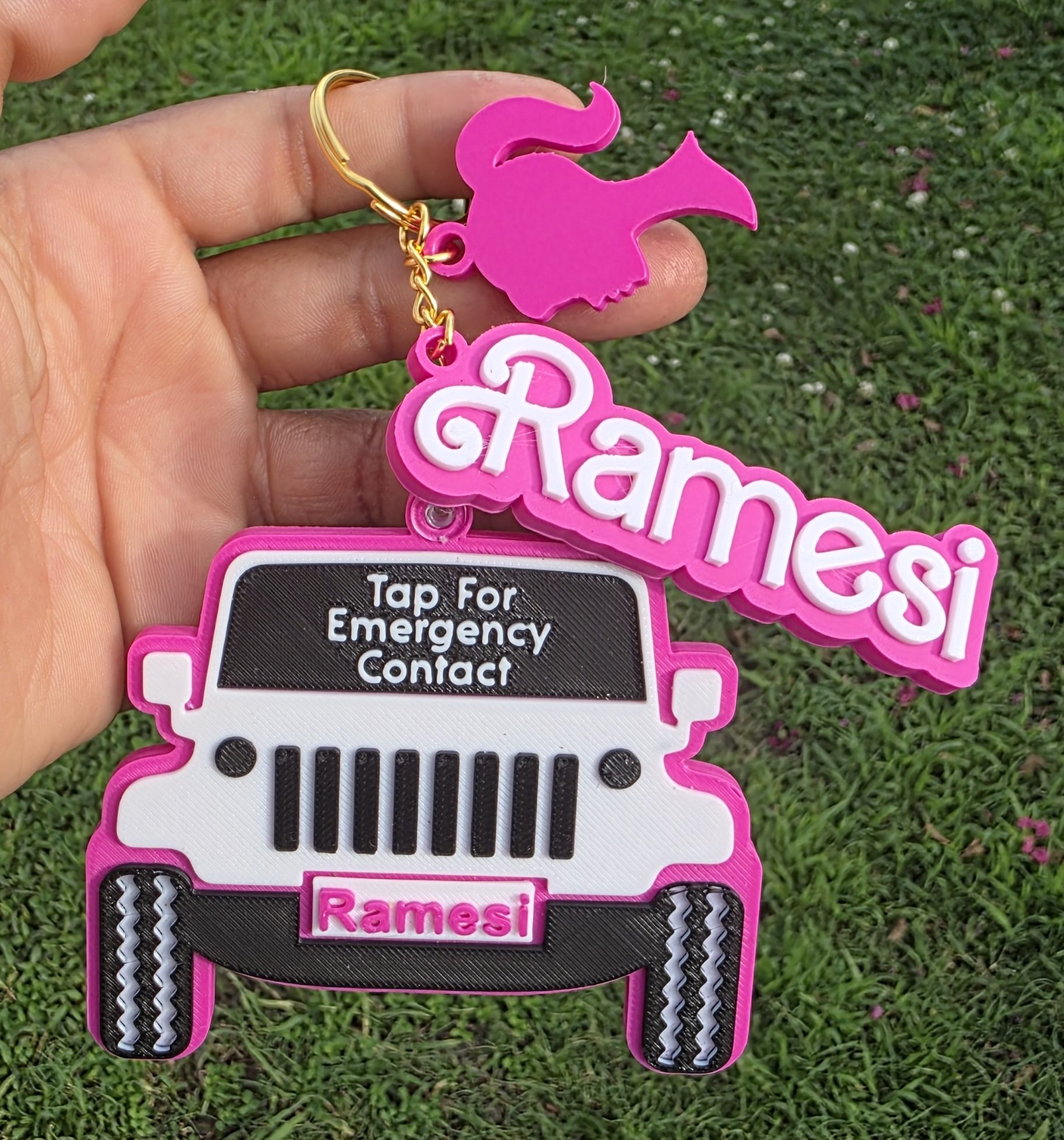 Personalized Jeep Keychain | Custom Name Acrylic Bag Tag | 3D Printed Car Keychain Gift