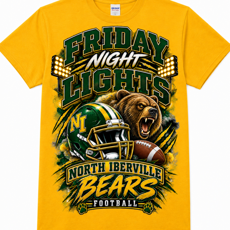 Alternative view of Friday Night Lights School Spirit Football Shirt | Custom Team Spirit Tee | Football Fan Shirt