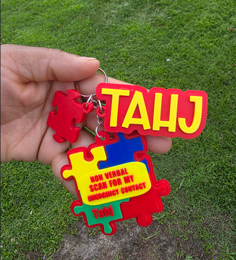 Personalized Non-Verbal Emergency Contact Keychain | Custom Safety ID