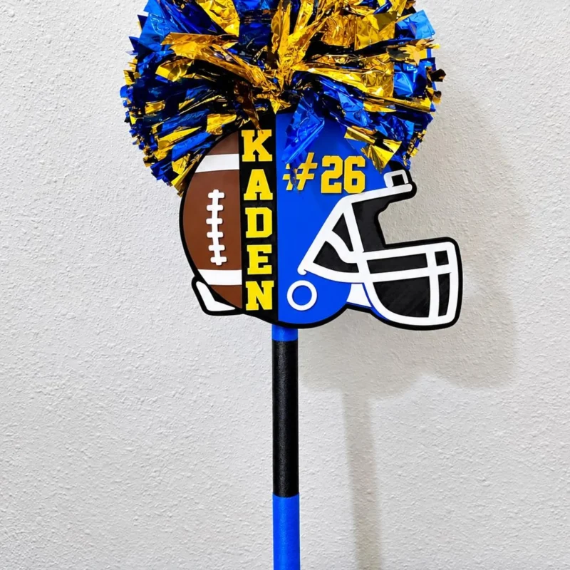 Custom Football Spirit Stick | Personalized Team Helmet |Pom Pom Fan Stick