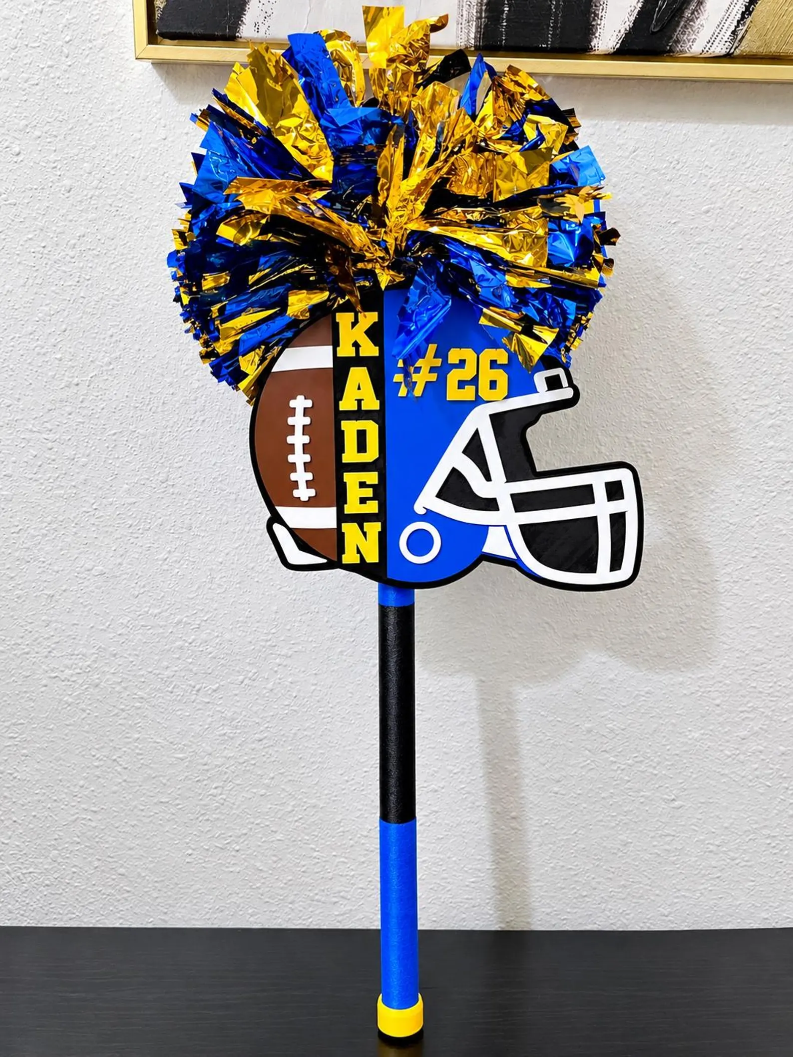 Custom Football Spirit Stick | Personalized Team Helmet |Pom Pom Fan Stick