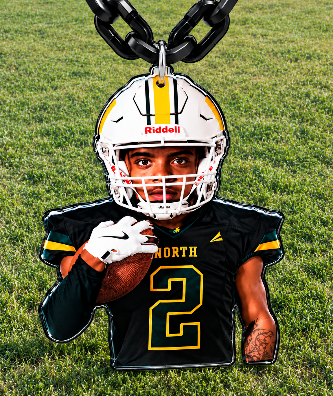 Custom Football Player Hype Chain | Personalized Photo Sports Chain